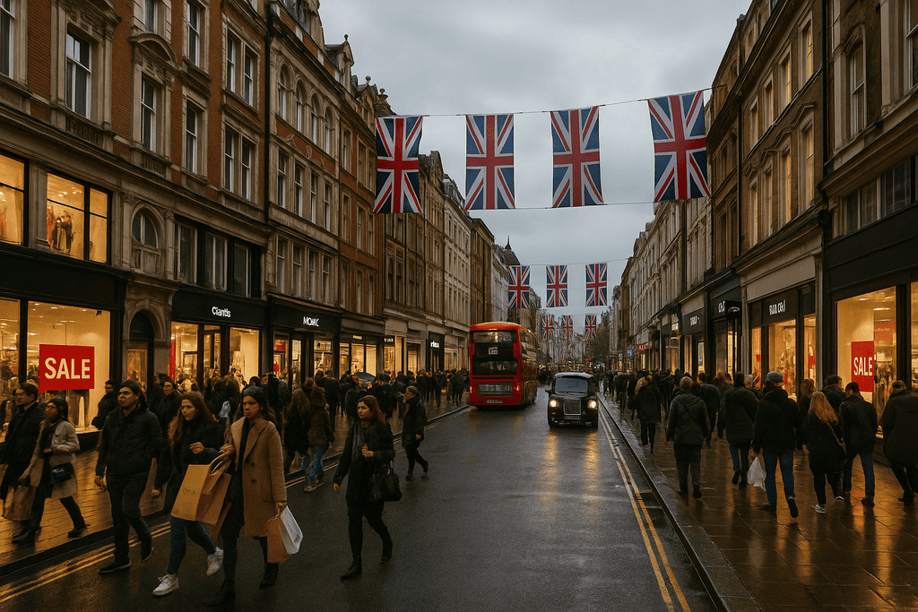 Zonas comerciales y calles de tiendas en Londres